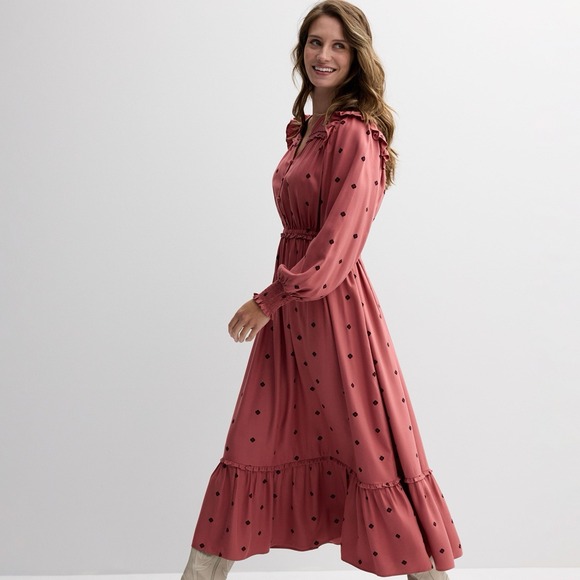Farmers Market Dresses & Skirts - Farmers Market Women's XL Embroidered V Neck Floral Maxi Dress Coral Boho Trad